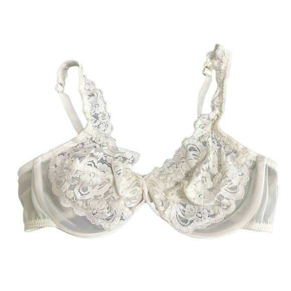 Victoria's Secret Womens White Lace Sheer Underwire Bra Size 34C Sexy Minimizer - Picture 7 of 7